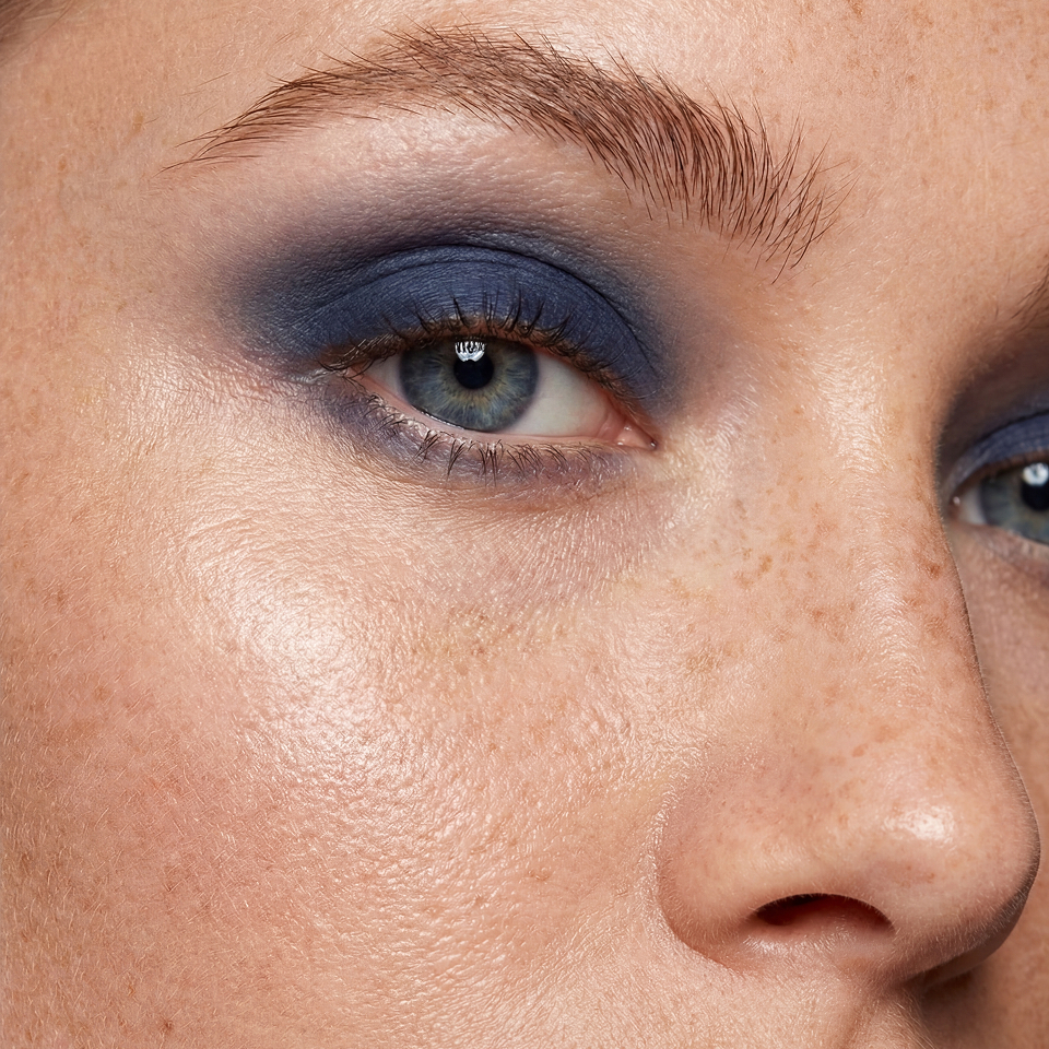 Beauty editorial — blue eyeshadow close-up