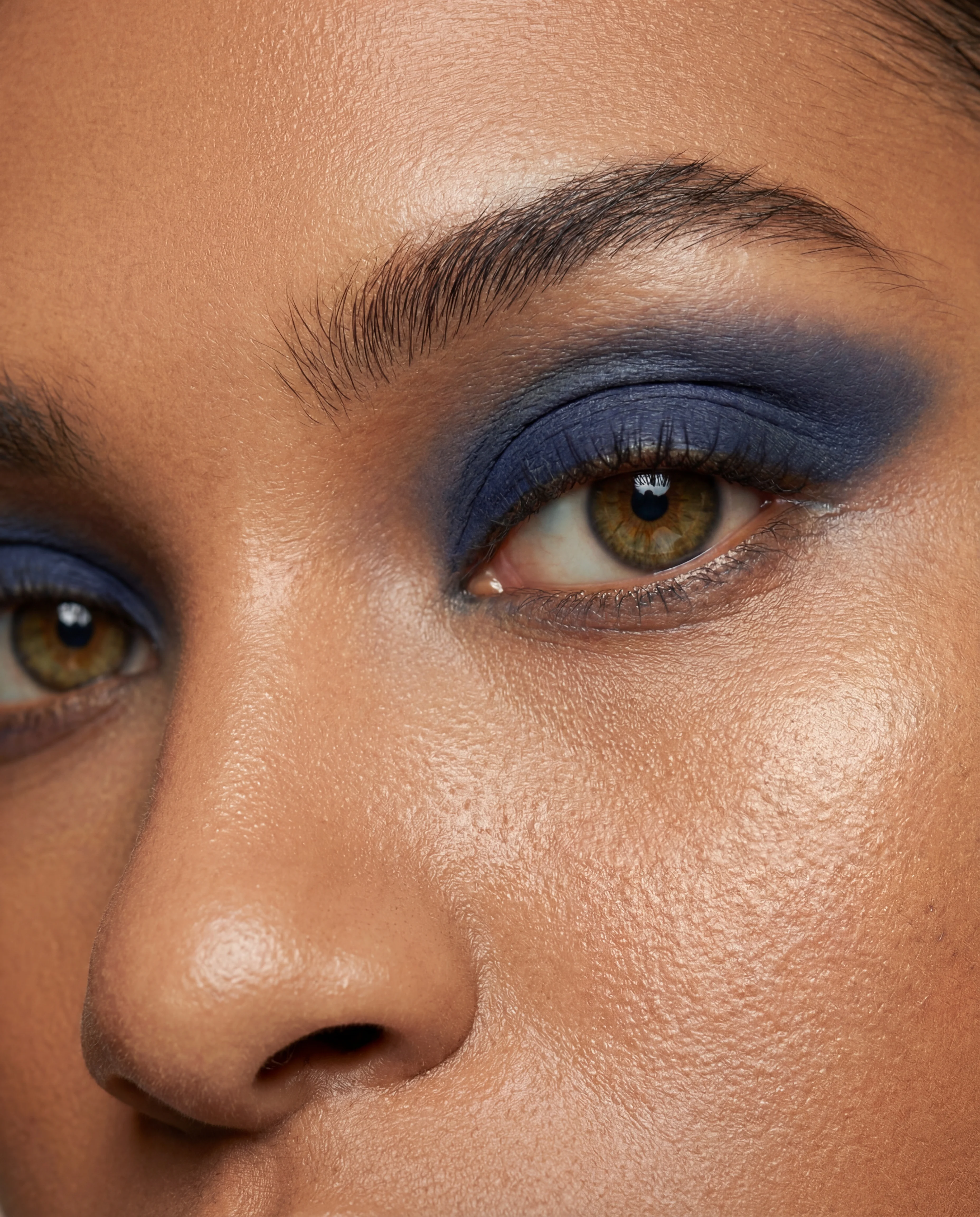 Close-up beauty shot with blue eyeshadow